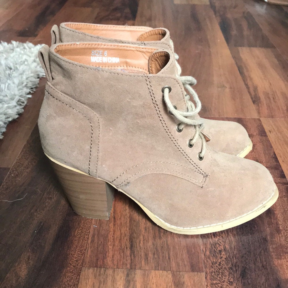 Tan heeled booties